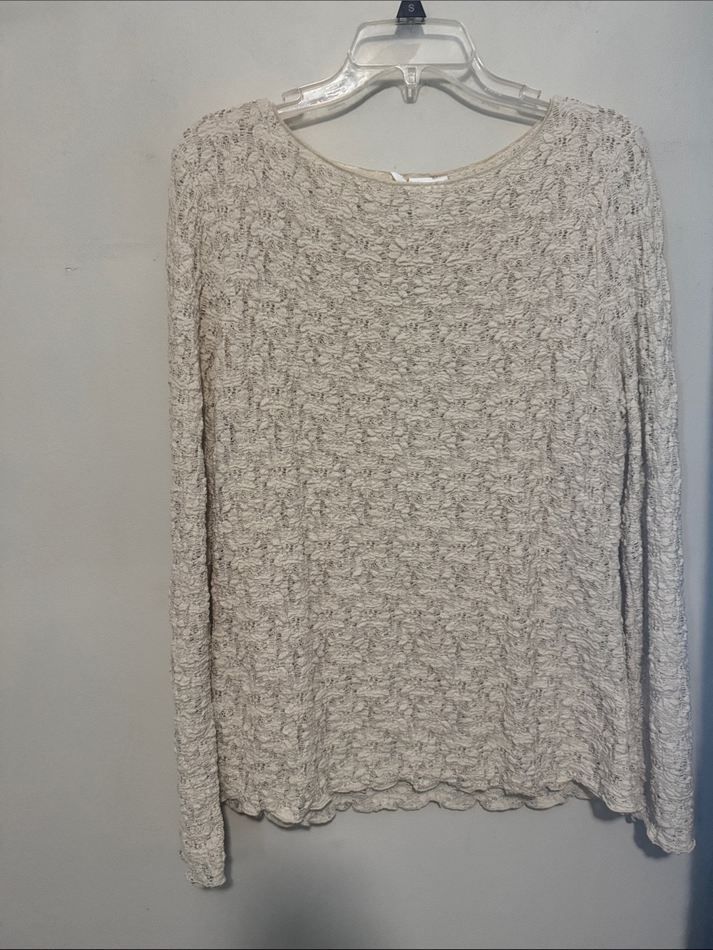 H&M Cream Textured Long-Sleeve Knit Top